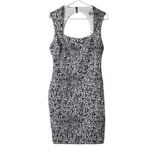 Cache Black/White Speckled Print Sleeveless Stretchy Midi Dress Size 6